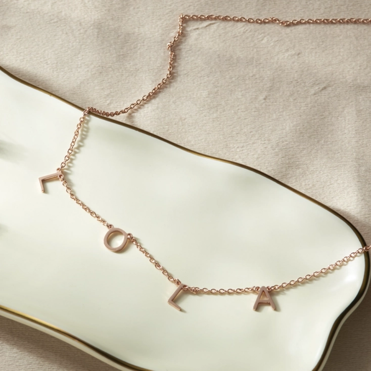 Custom Name Necklace - Rose Gold Personalized Letter Jewelry, Perfect Unique Gift Custom Name Necklace - Rose Gold Personalized Letter Jewelry, Perfect Unique Gift