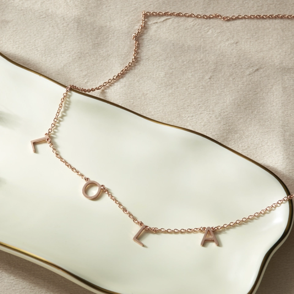 Custom Name Necklace - Rose Gold Personalized Letter Jewelry, Perfect Unique Gift Custom Name Necklace - Rose Gold Personalized Letter Jewelry, Perfect Unique Gift