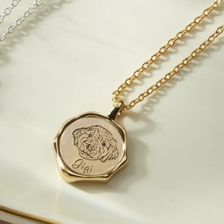 Personalized Pet Pendant - Custom Engraved Dog/Cat Necklace in Gold with Pet's Name